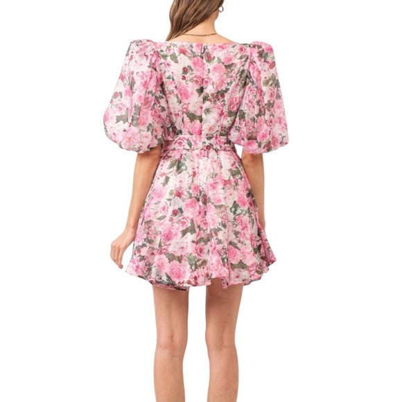 Floral Pink Mini Dress - Picture 2 of 12
